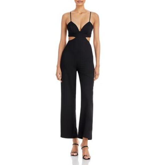 Bardot Ladies Black Cutout Slit Sleeveless Pantsuit Size XS NWT!